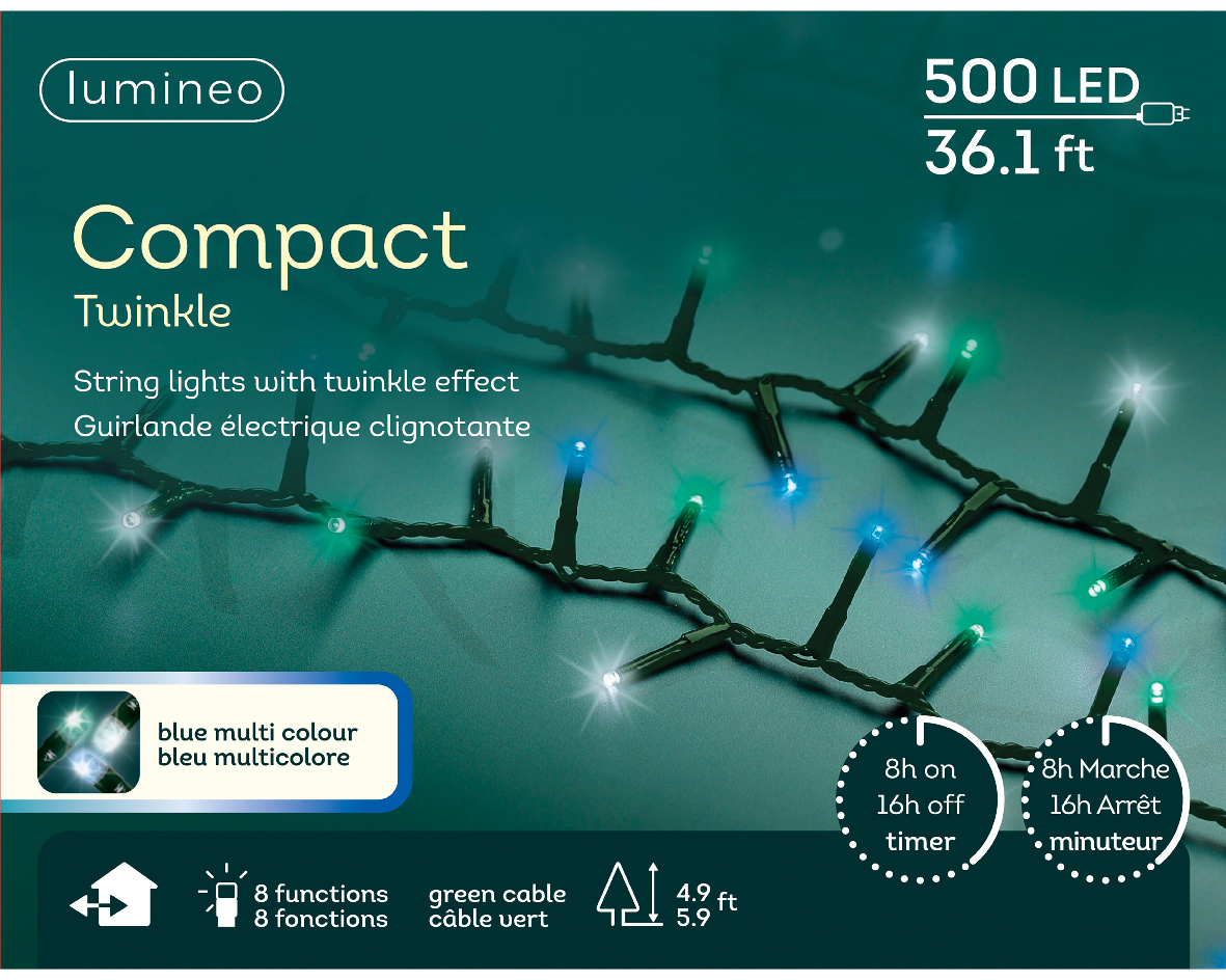 500 LED Compact Twinkle Lights &#8211; Blue Multi